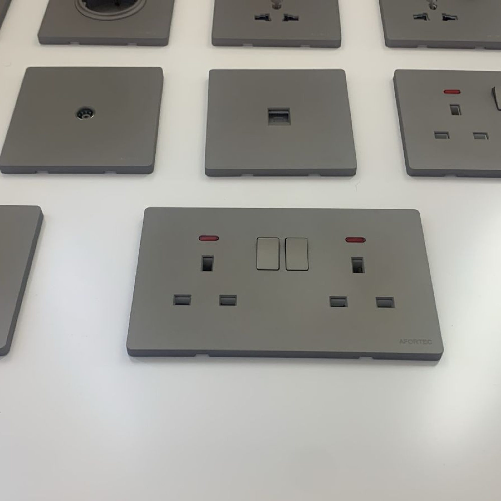 grey afortec with neon twin socket grey afortec with neon twin socket